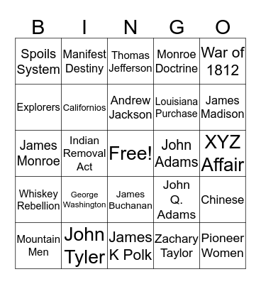 unit 3 Bingo Card