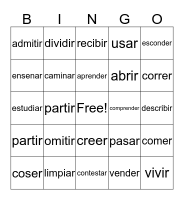 Spanish Bingo Card