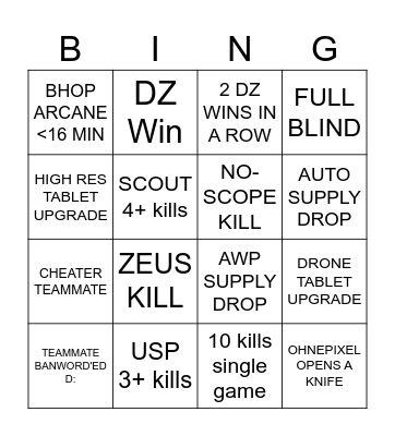 BINGO STREAM Bingo Card