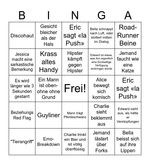 Twilight Bingo Card