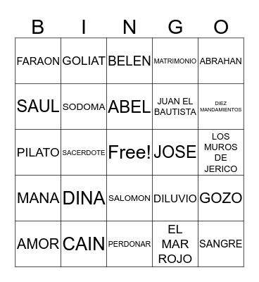 BIBLE BINGO Card