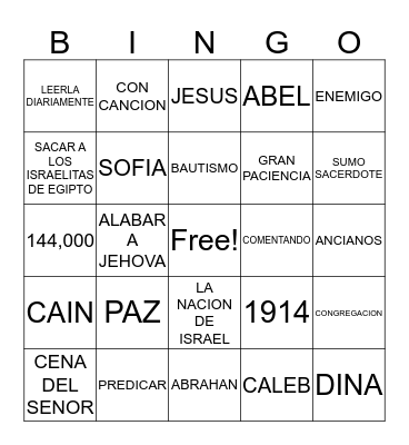 BIBLE BINGO Card