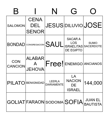 BIBLE BINGO Card