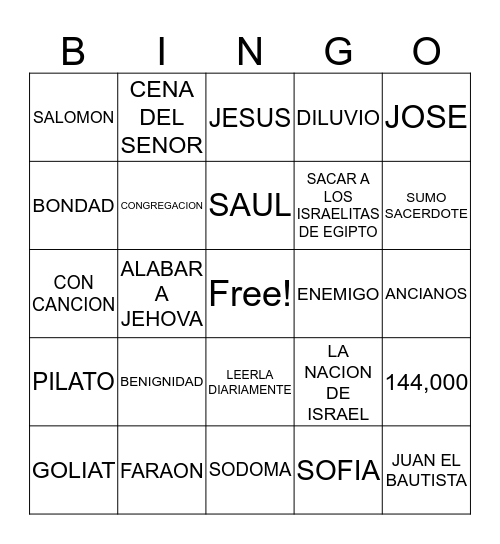 BIBLE BINGO Card