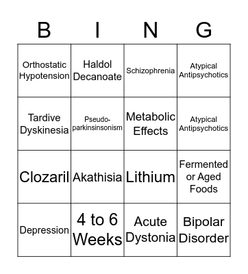 Medication Education Bingo!  Bingo Card