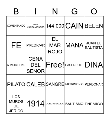 BIBLE BINGO Card