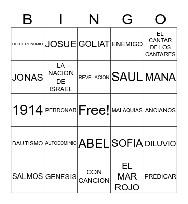 BIBLE BINGO Card