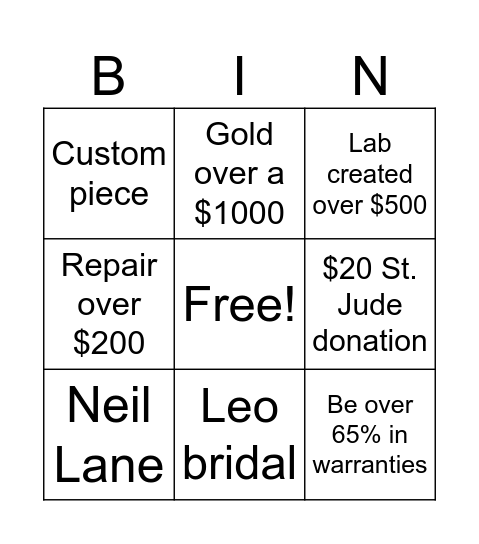 Kay jewelers bingo Card