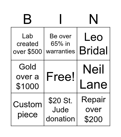 Kay Jewelers bingo July 2023 Bingo Card