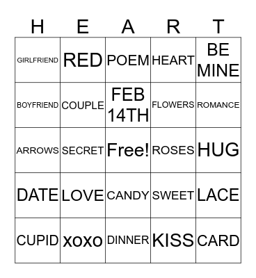 VALENTINE'S DAY BINGO Card