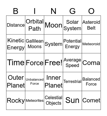 6th Grade Science Bingo Card