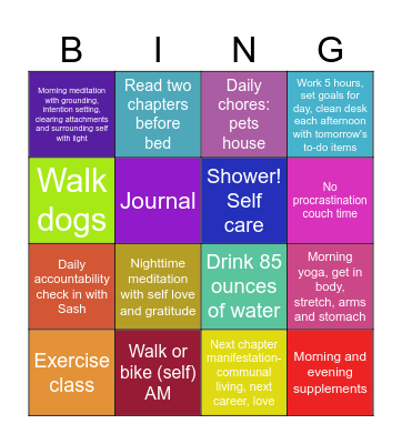 Daily Wellness Bingo Card