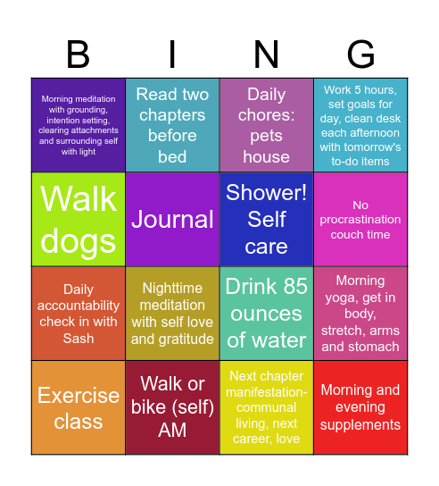 Daily Wellness Bingo Card
