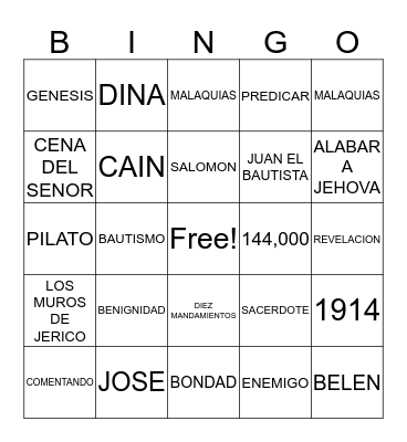 BIBLE BINGO Card