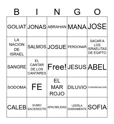 BIBLE BINGO Card