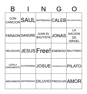 BIBLE BINGO Card