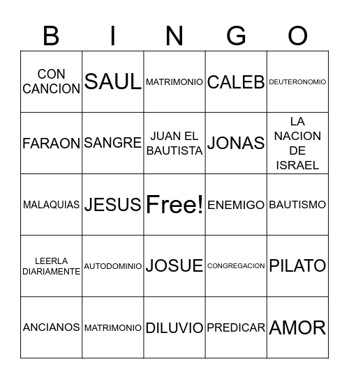 BIBLE BINGO Card