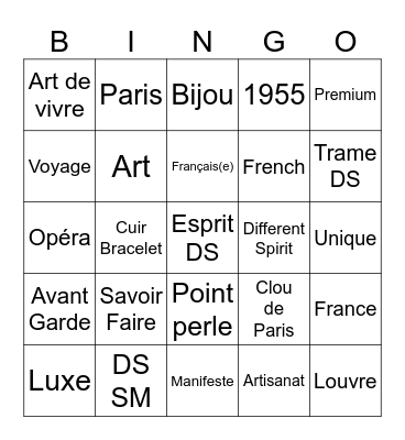 Bingo DS Bingo Card