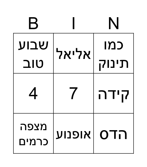 יום הולדת לשיר Bingo Card