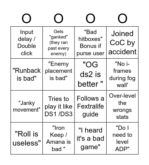 DS2 moment Bingo Card