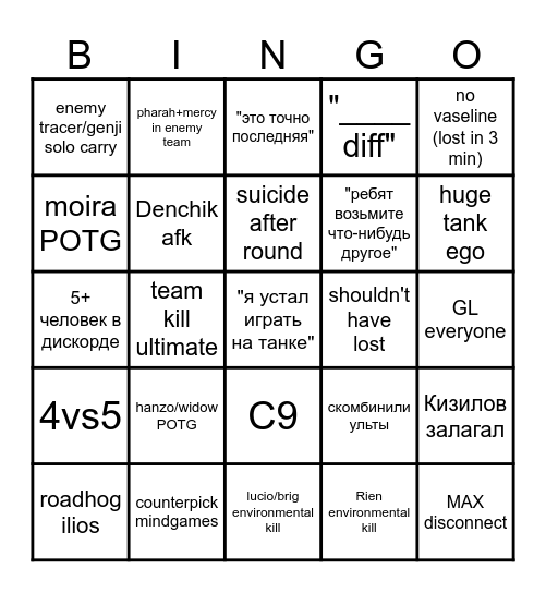 мировое сообщество OW2 bingo Card