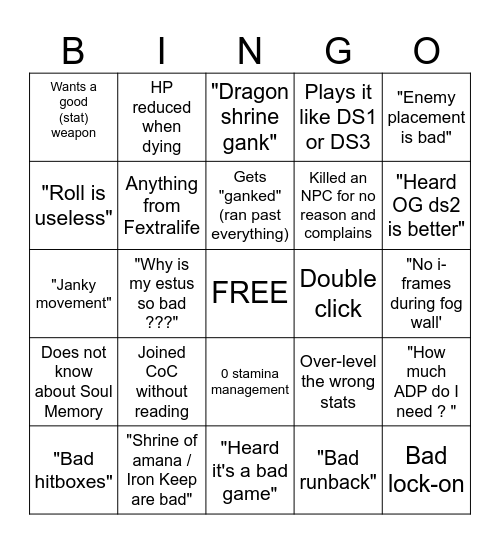 The DS2 experience Bingo Card