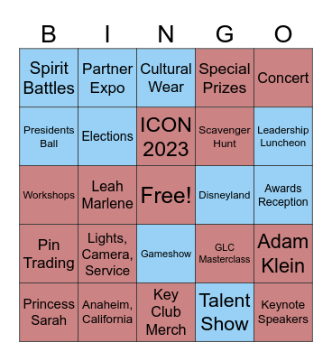ICON Rally Bingo Card