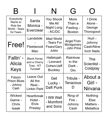 Acoustic Bingo June Bingo Card