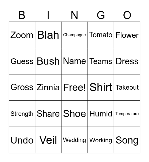 Test Bingo Card
