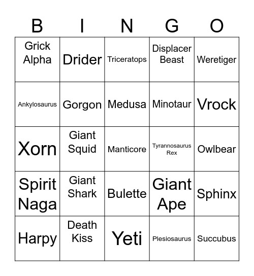 Hunting Bingo Card Bingo Card