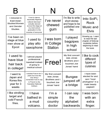 Residency Picnic Bingo! Bingo Card