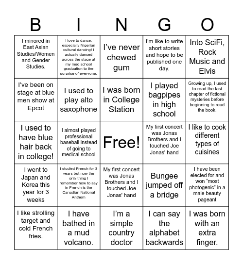 Residency Picnic Bingo! Bingo Card