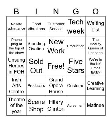 Lyric BBQ Bingo Card