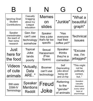 Neuro Conference Bingo Card