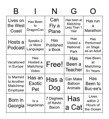 Customer Education All Hands Bingo Card