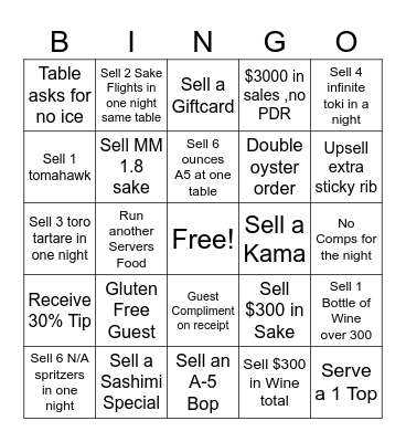 Server BINGO Card