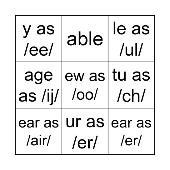 PLD Term 2 - Sound Review Bingo Card