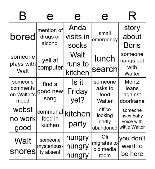 Beeeeeeerlin Bingo Card