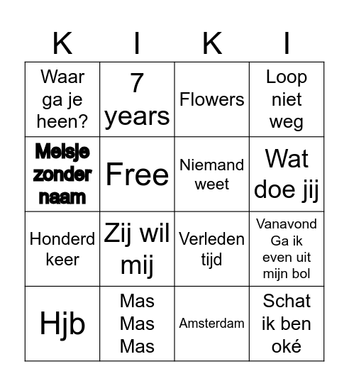 Kiki’s bingo Card