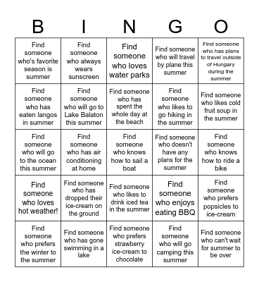 Find Someone Who - Summer Edition ACB Budapest Bingo Card