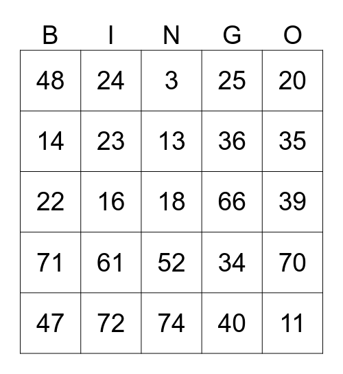 Dr Sololek Round 1 [Numbers] Bingo Card