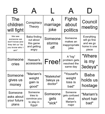 Balad Bingo Card