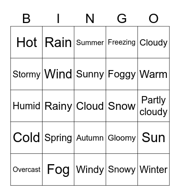 Weather & Season Bingo Card