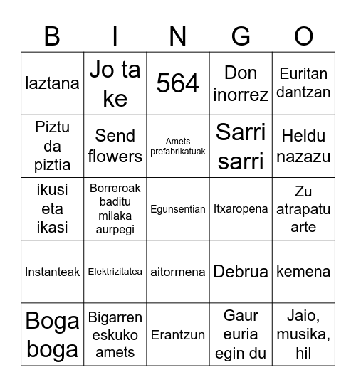 BINGO MUSIKATUA Bingo Card