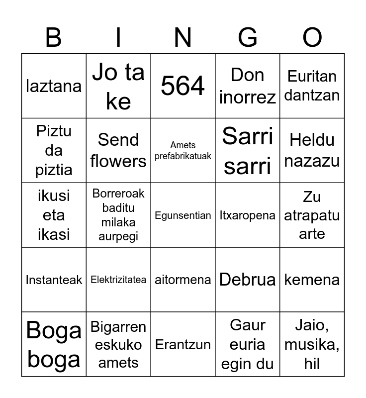 BINGO MUSIKATUA Bingo Card