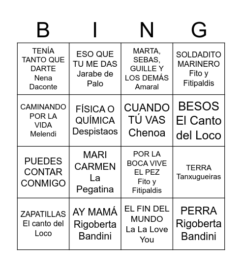 Bingo Comares Bingo Card