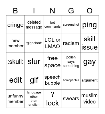 gas Bingo Card