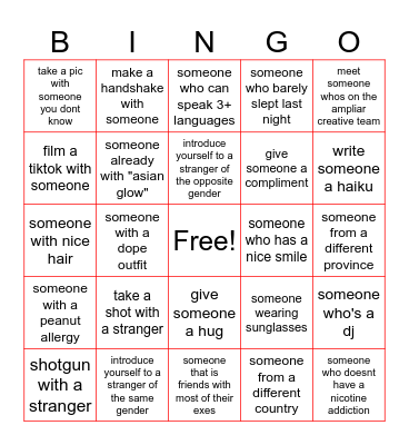 WHAT'S THE BINGO? Bingo Card