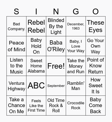 Sunny With a High Of the 1970s! Bingo Card