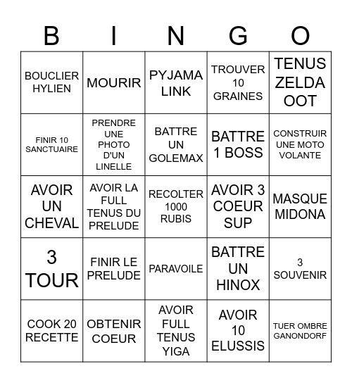 TOTK BINGO Card